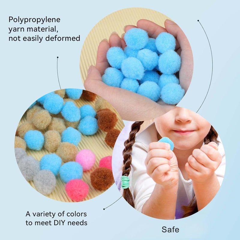 MORFEN 150 Pcs Pom Poms, 1 Inch Light Blue Craft Pom Poms, Mother's Day Fuzzy Pompom Puff Balls, Small Pom Pom Balls for DIY Arts, Crafts Projects, Home Decorations - Image 3